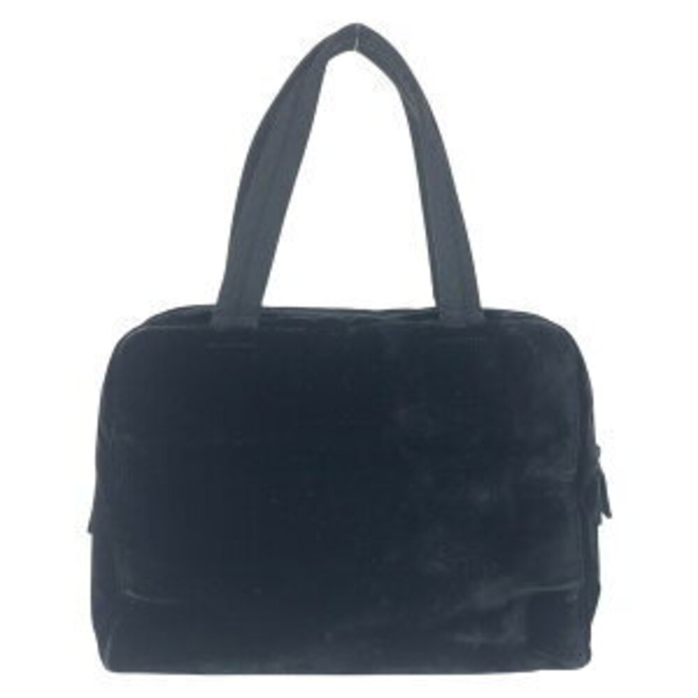 Prada velour logo handbag shoulder triangular black plate bag